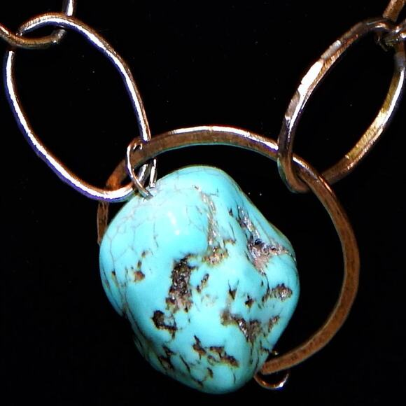 Rustic BoHo Turquoise Rocks & Rings Necklace - Picture 7 of 12